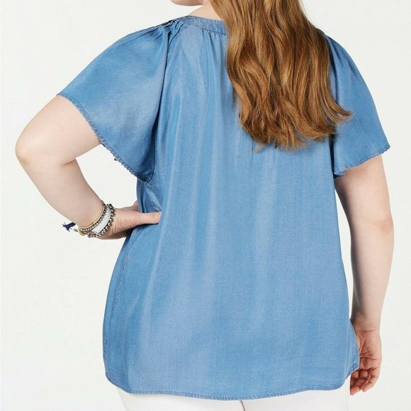 Style & Co. Denim Pleated Top Plus Size 0X NWT - Picture 2 of 2